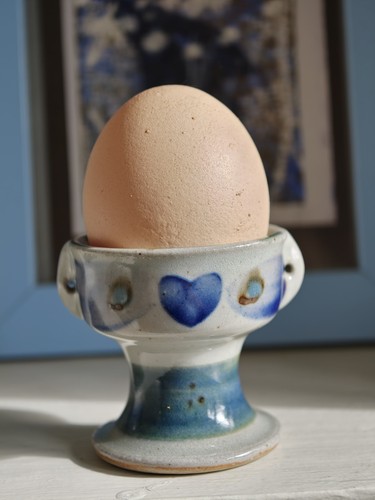 Studio pottery egg cut - pottery,
